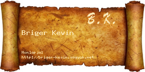 Briger Kevin névjegykártya